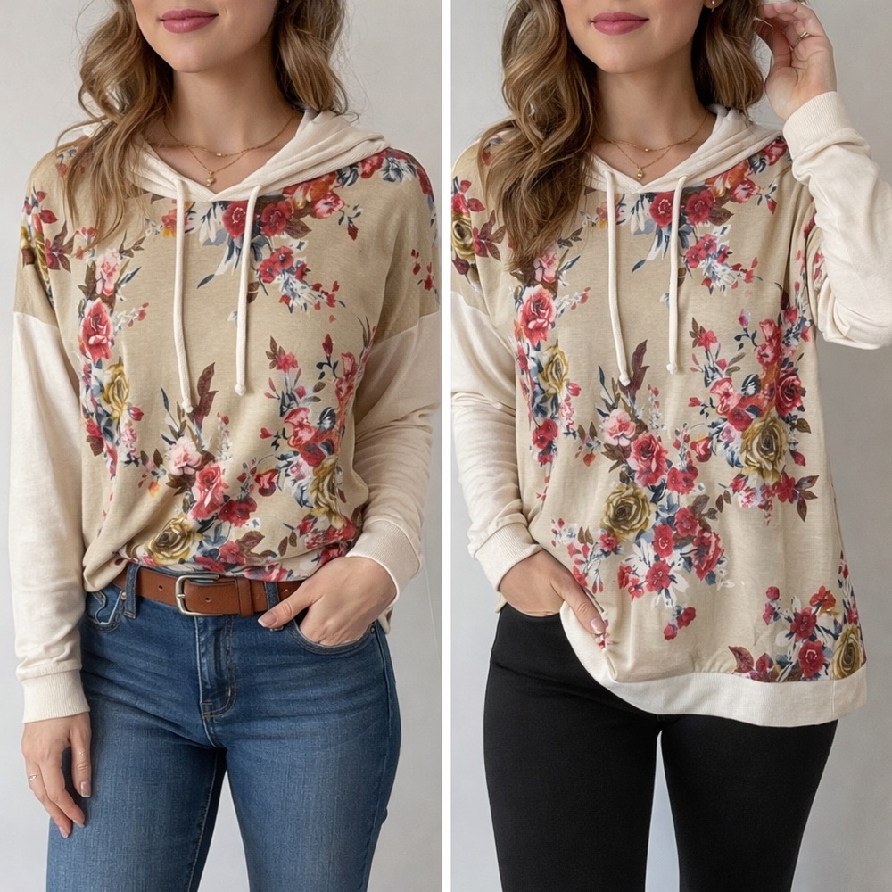 Perfect Peach Floral Women's Hoodie 03-0084
